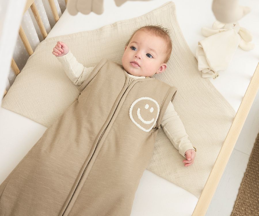 Slaapzak Meyco Baby, 3/6 maanden, 2.5 TOG | Smile taupe