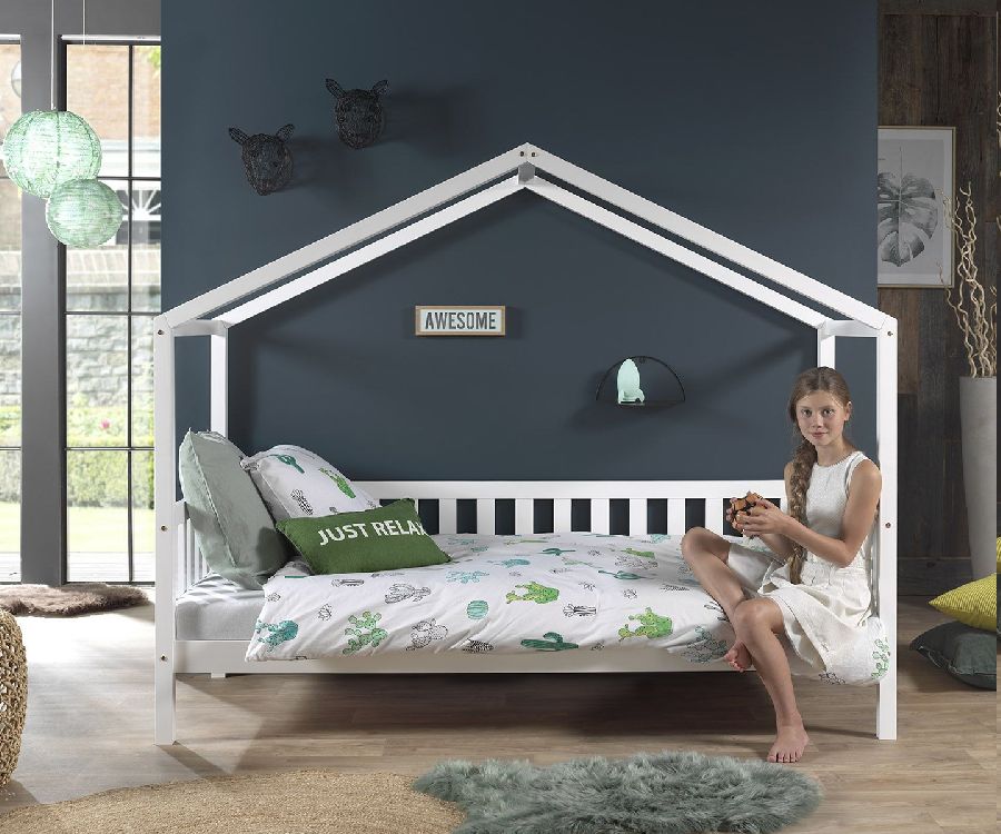 Bedhuis Vipack Furniture, Housebed Dallas White 90x200, eenpersoonsbed