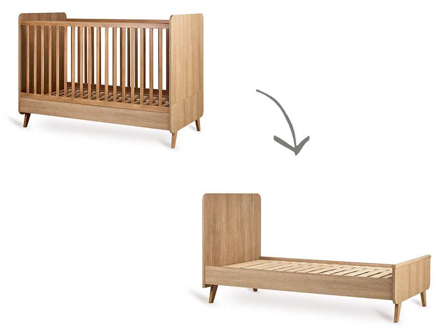 Bed Quax, Loft Honey Ash, Loft Honey Ash 70x140 omvb, babybed omvormbaar tot juniorbed