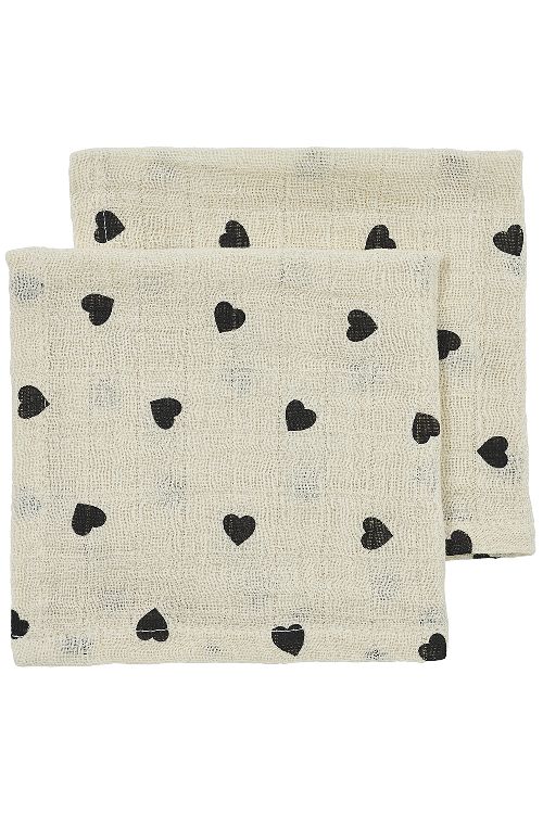 Monddoek Meyco Baby Pre-washed | Sweet Heart soft sand-black