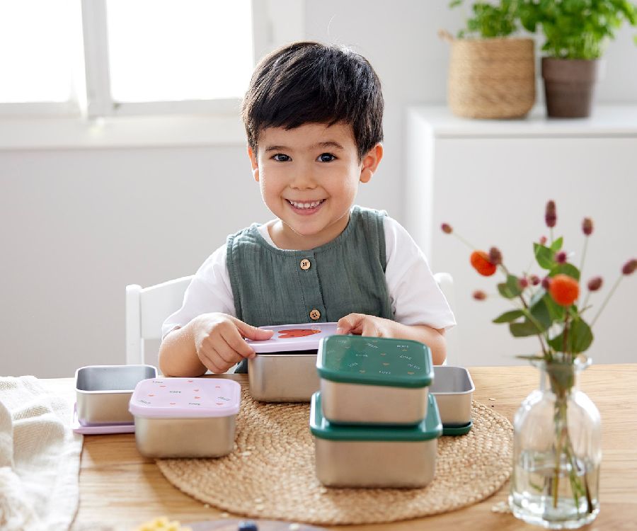 Snackdoos Laessig Snackbox, 3 stuk(s) | Happy Rascals Smile