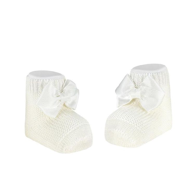 Kousen Condor Garter Stitch short socks w/double grosgrain bow, klassiek model